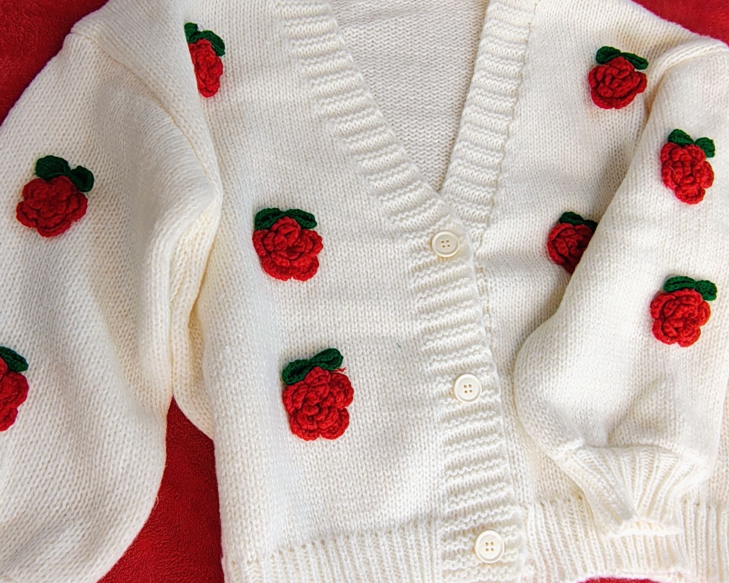 Beige Sweater with Floral Cardigan – Appliqué Detail Women’s Layered Knit Set - Image 5