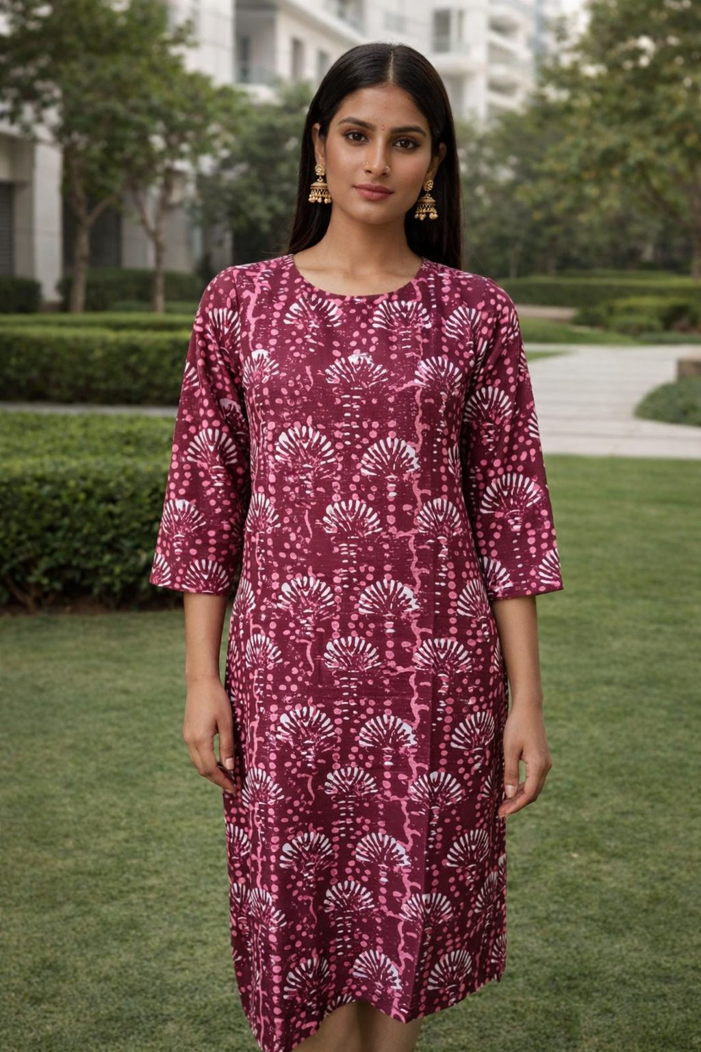 Grape Aura Poly Cotton Straight Kurta – Printed Everyday Elegance - Image 3