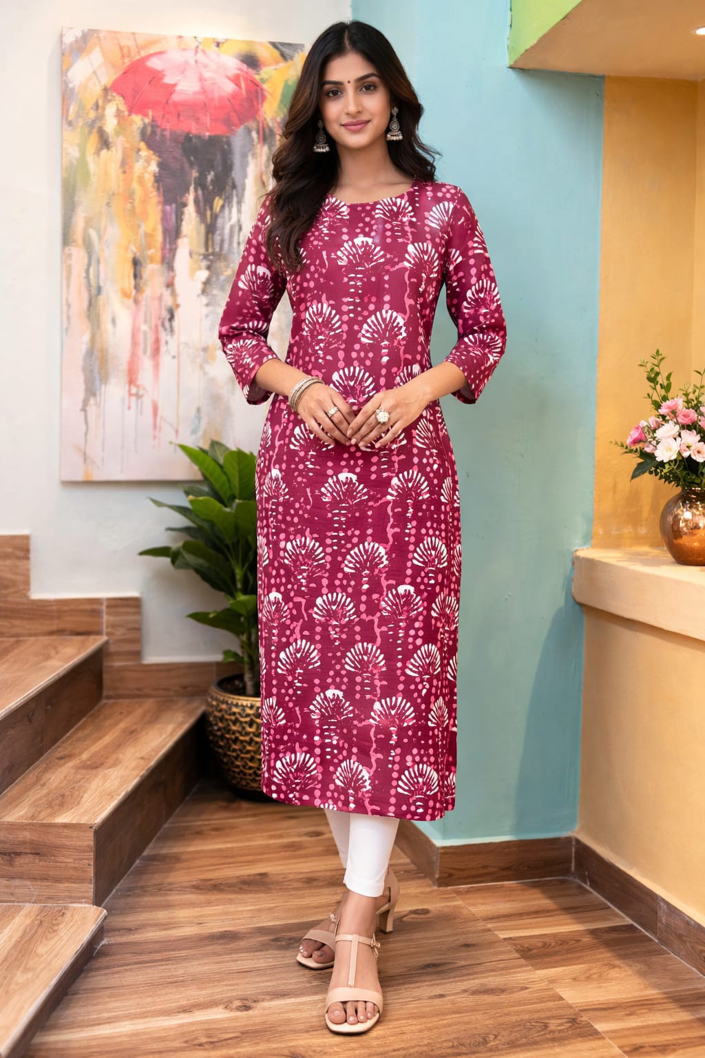 Grape Aura Poly Cotton Straight Kurta – Printed Everyday Elegance