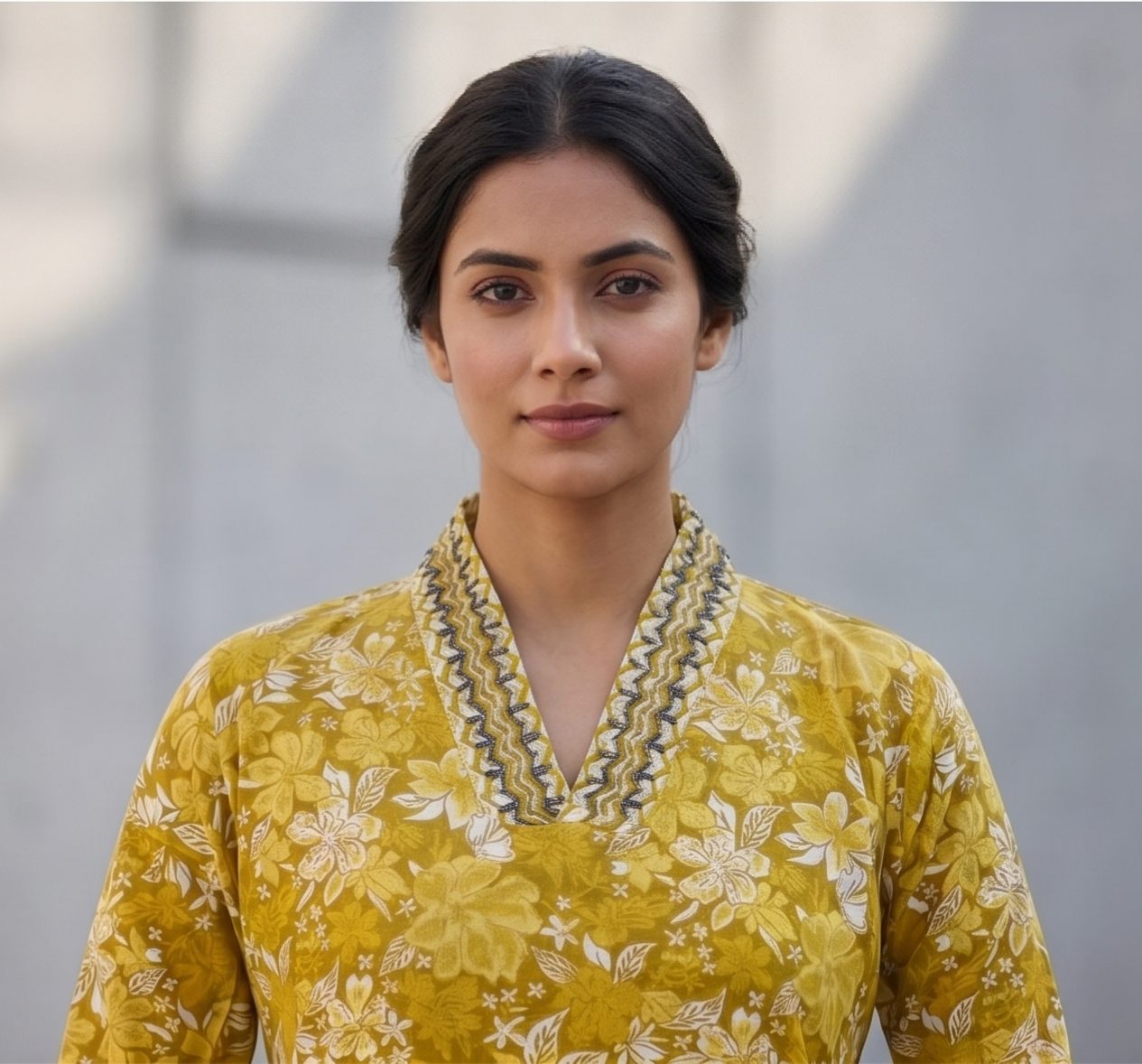 Marigold Yellow Floral Beaded & Sequined Kurta and Pant with pocket Set | Cotton Ethnic Co-ord Set - Image 2