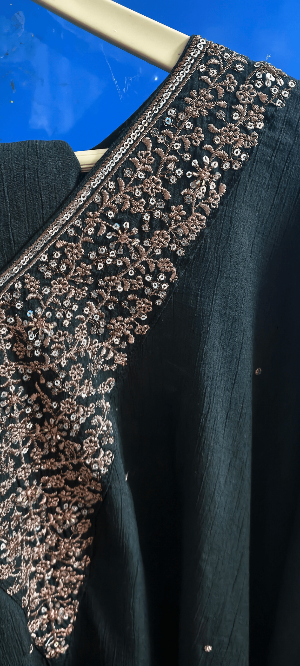 Black V-neck embroidered Kaftan co-ord set - Image 2