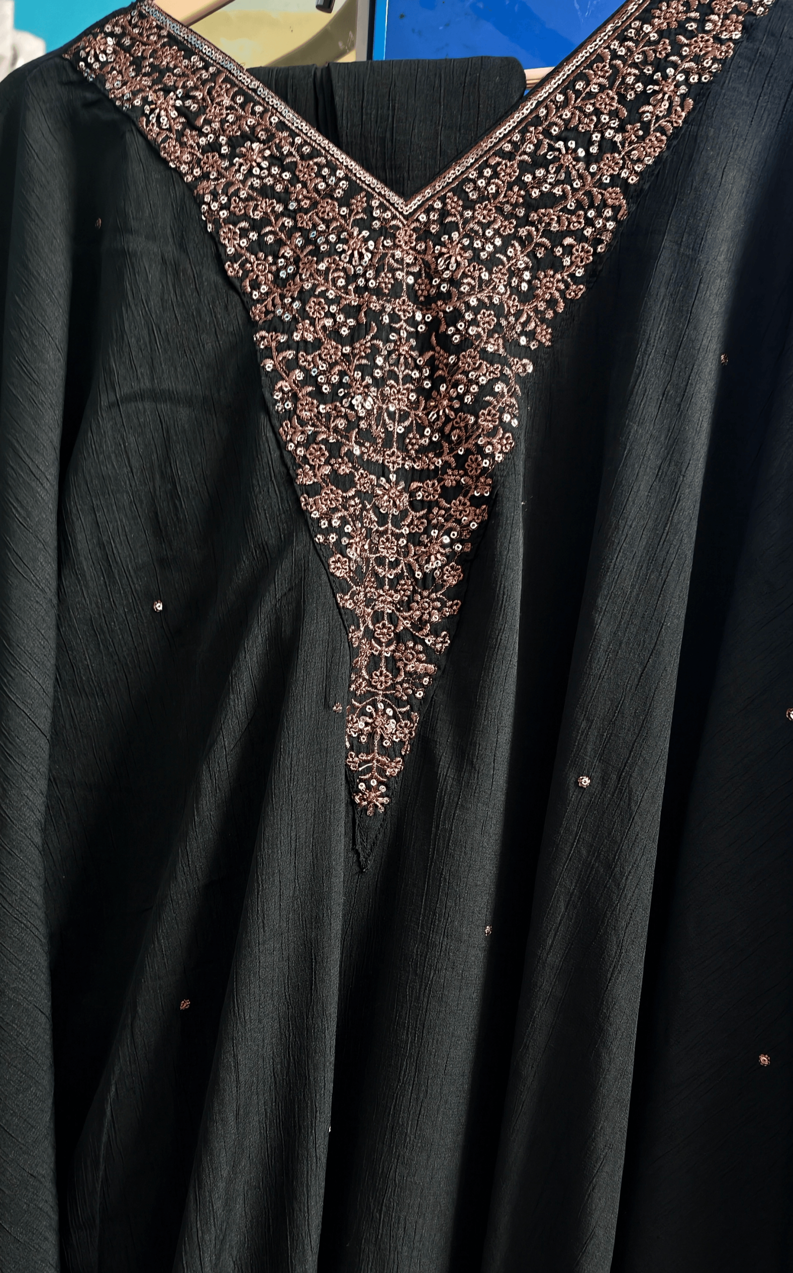 Black V-neck embroidered Kaftan co-ord set - Image 3